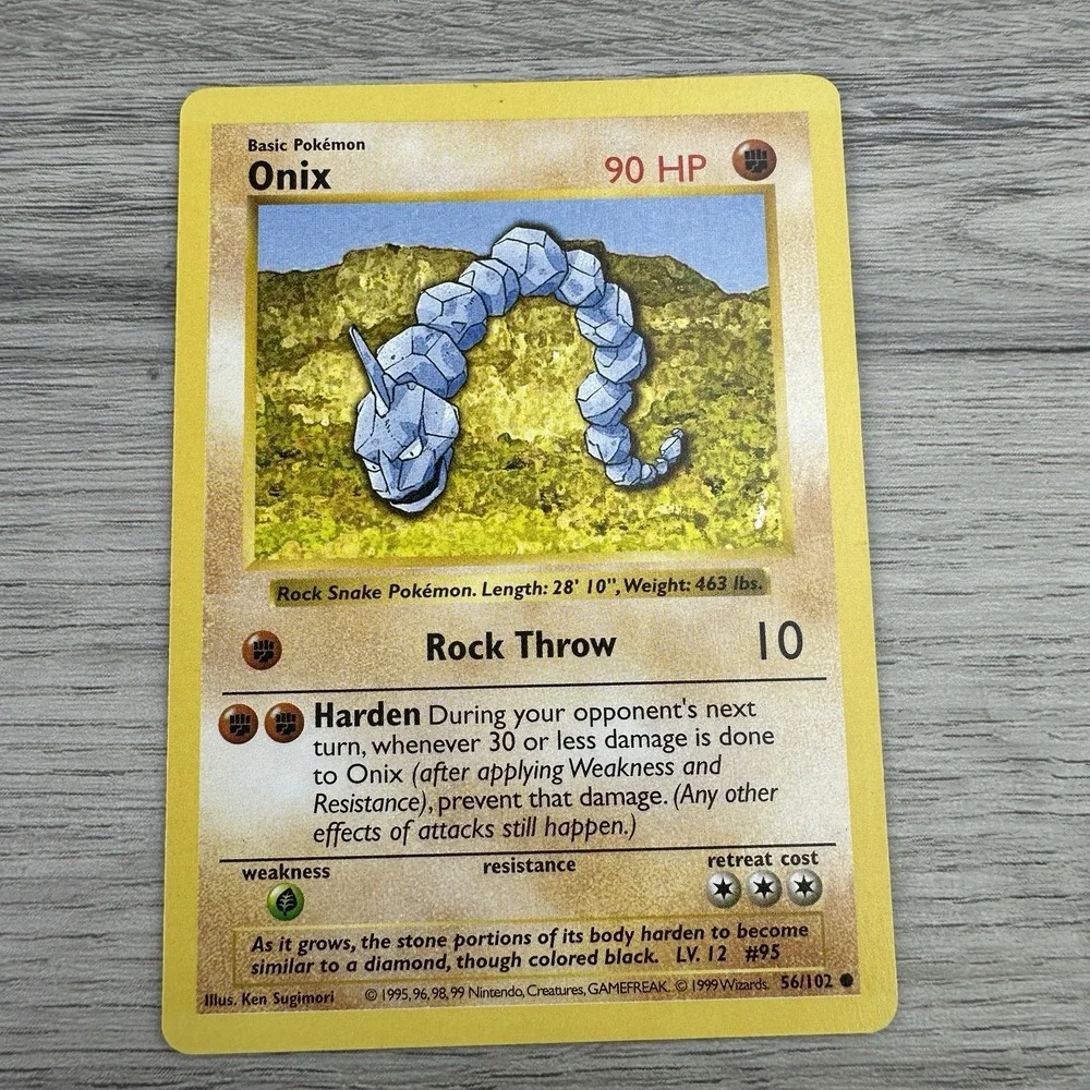 Pokemon Onix 56/102 Shadowless Base Set Common WOTC 1999 Near Mint